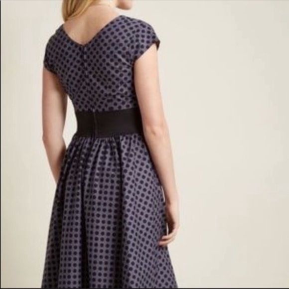 Retrolicious size small ModCloth retro swing style Greta dress gray polka dot - Picture 3 of 7